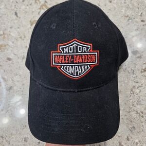 Harley Davidson Company Black Hat Cap Motorcycle Biker Embroidered Logo‎